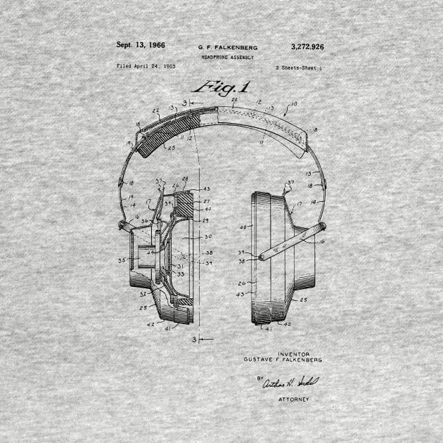 Headphones Patent / Headphones Patent Print, Hi Fi Headphones blueprint by Anodyle